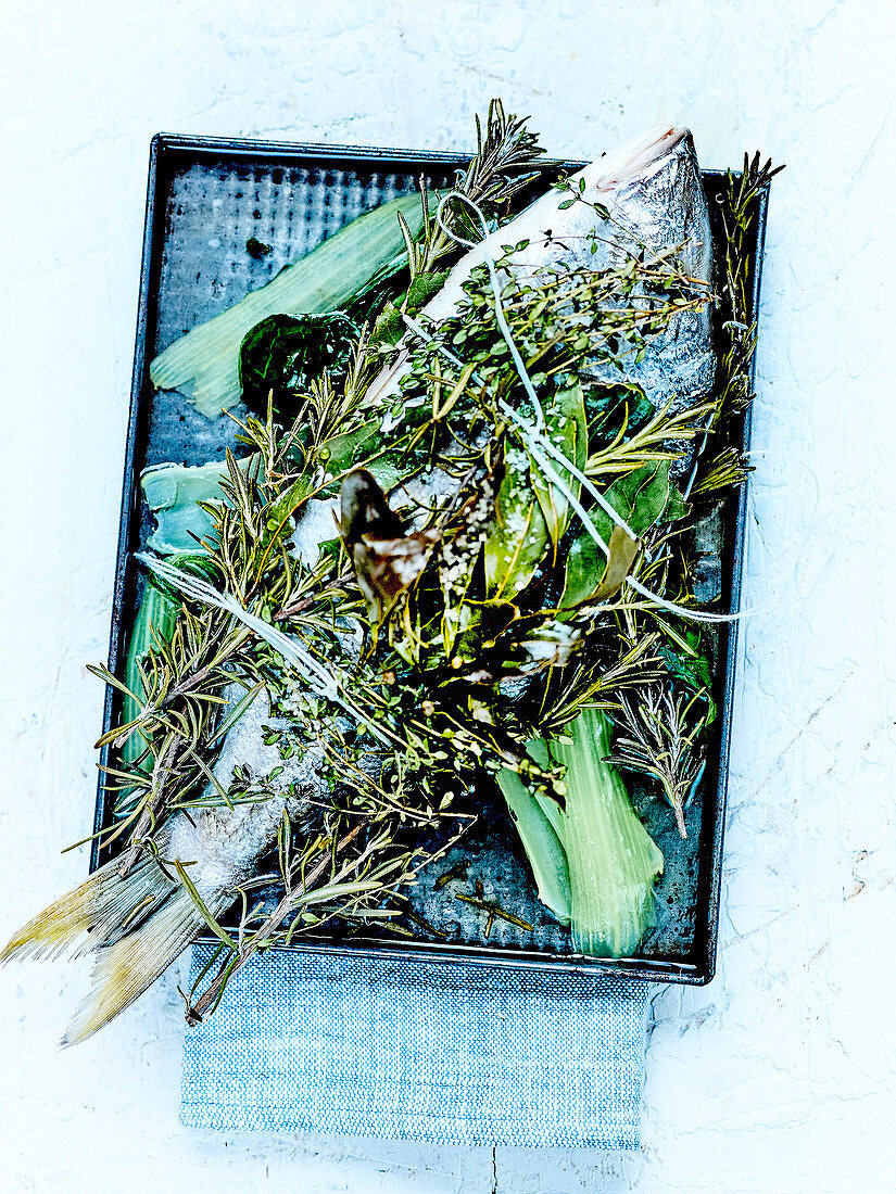 Sea bream, chard and herbs au naturel