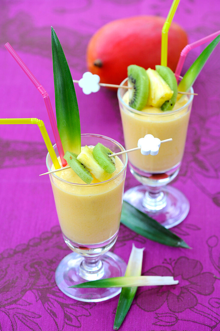 Passionfruit,mango and pineapple exotic smoothie