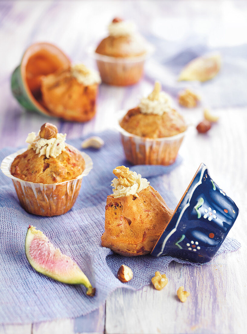 Fig,walnut and hazelnut cupcakes