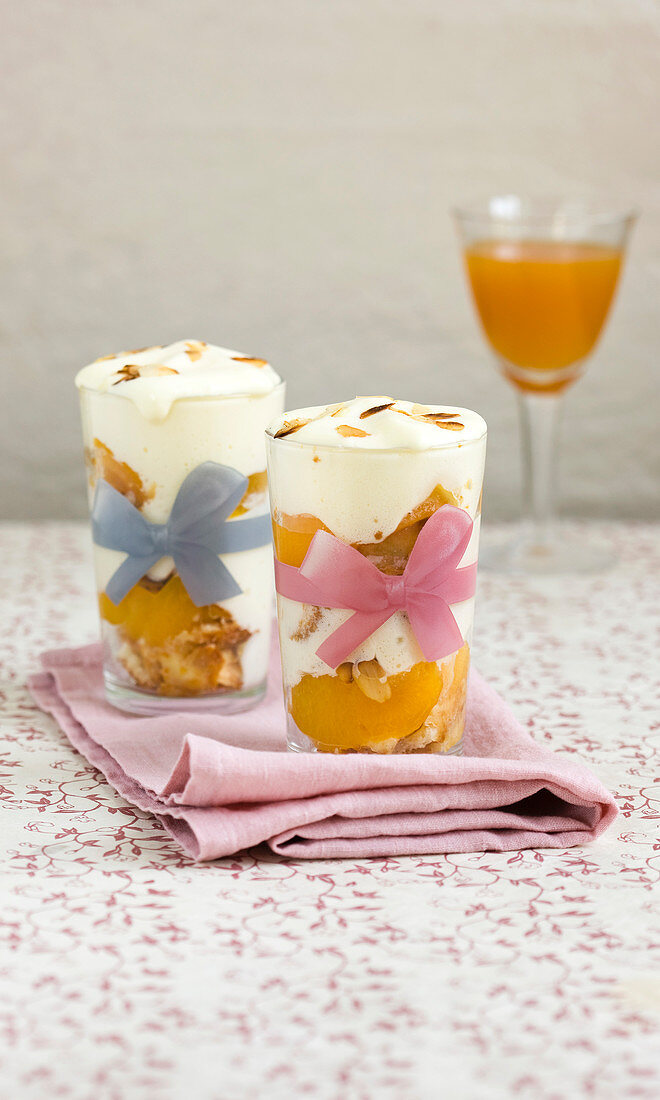 Apricot tiramisu and Amaretto mousse