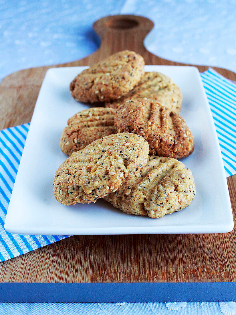 Sesame and poppy seed shortbread biscuits