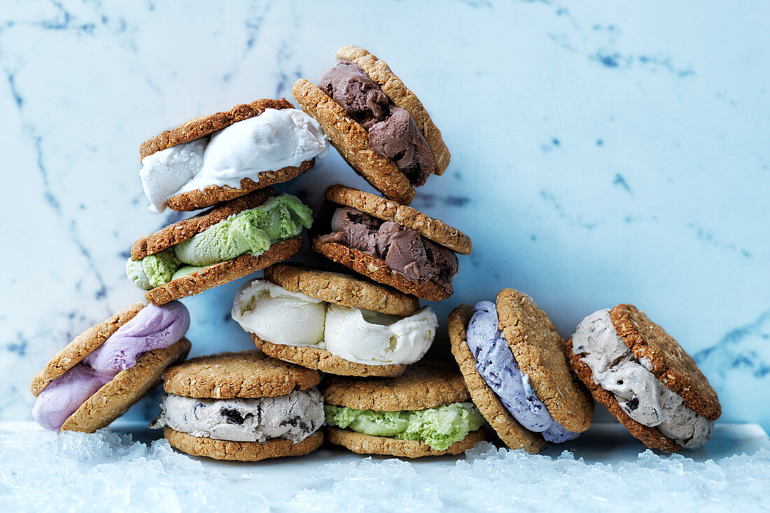 Anzac cookie sandwiches with ice cream