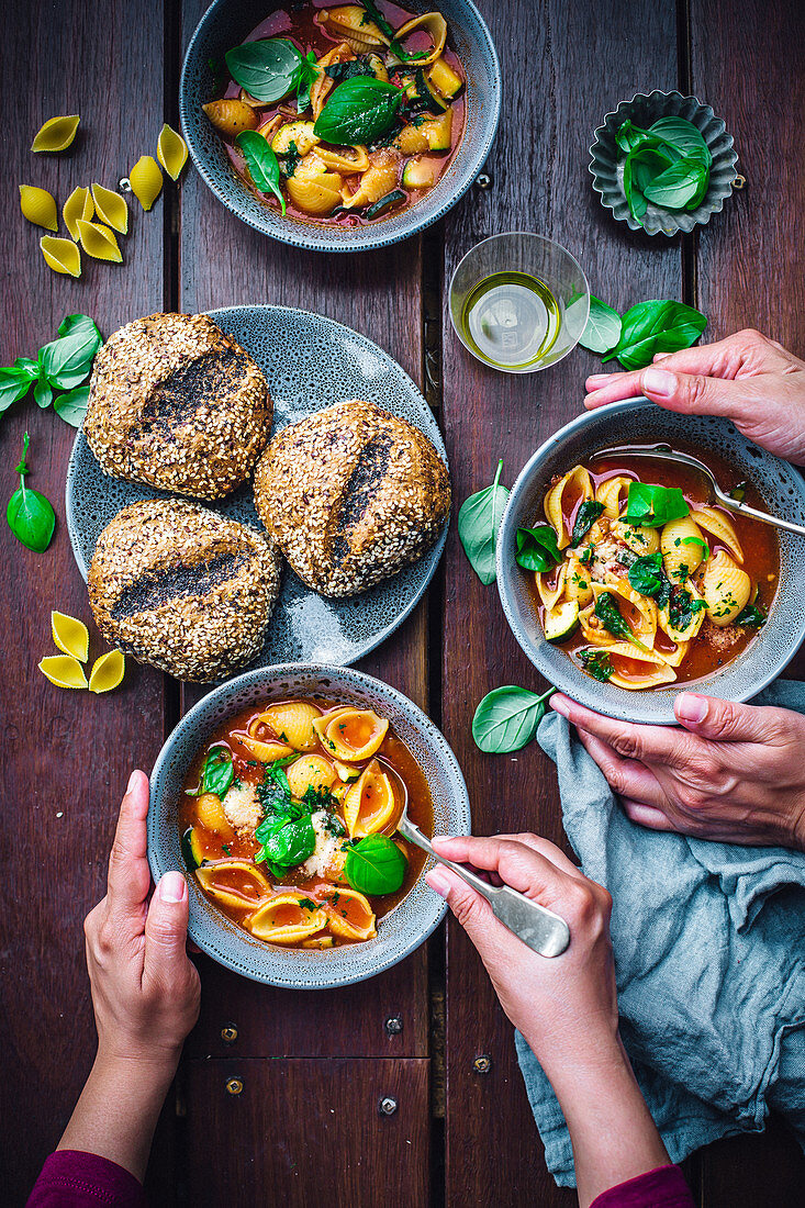 Tomato soup with pasta