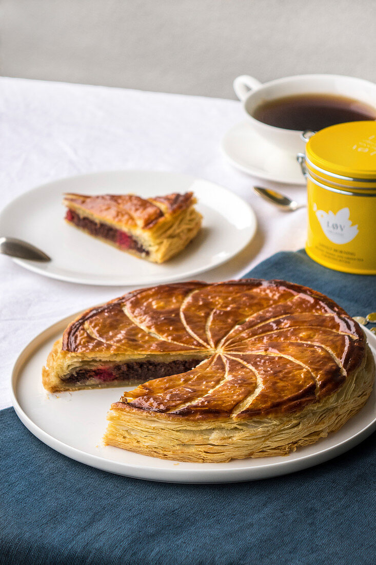 Galette des Rois (Dreikönigskuchen, Frankreich) Schoko-Himbeer