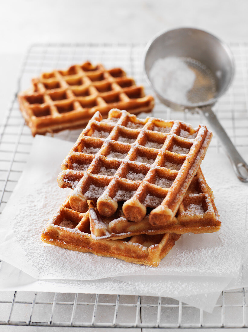 Waffles From Brussels With Icing Sugar