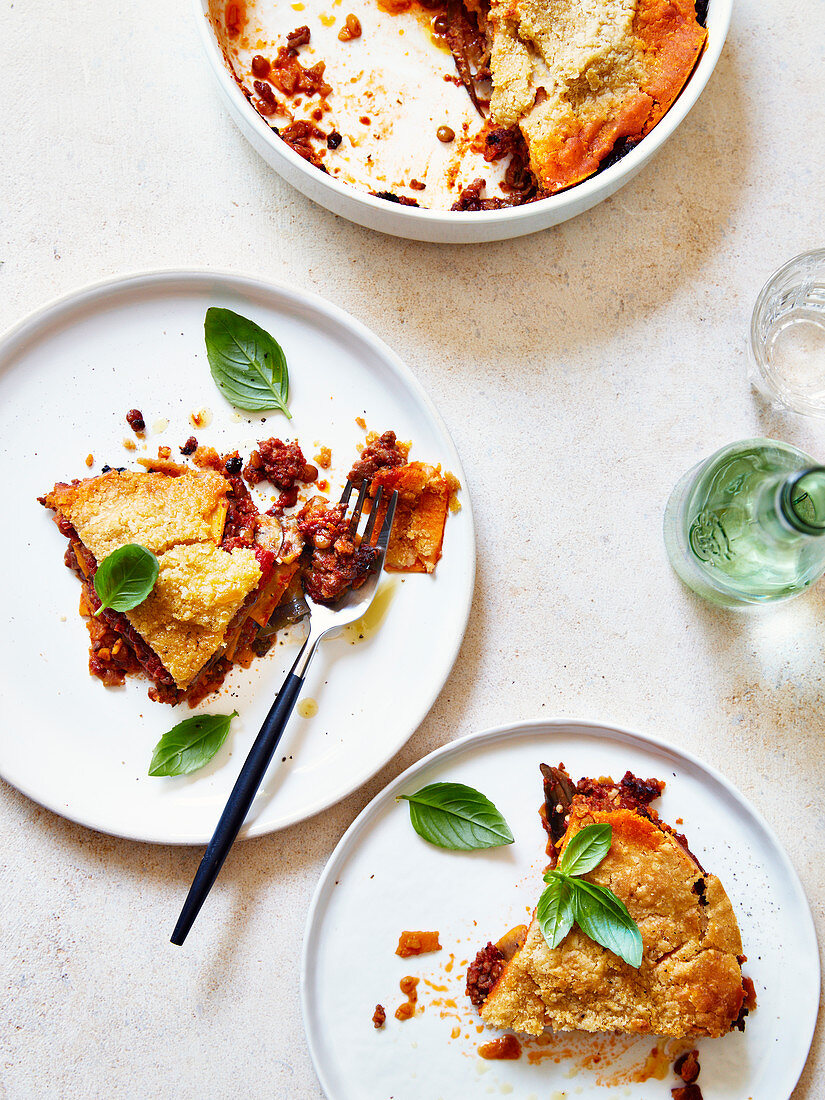 Sweet Potato Parmentier with Lentils and Spicy Lamb