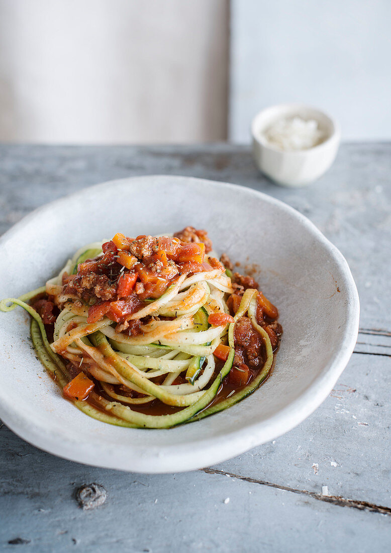 Zoodles with bolognese