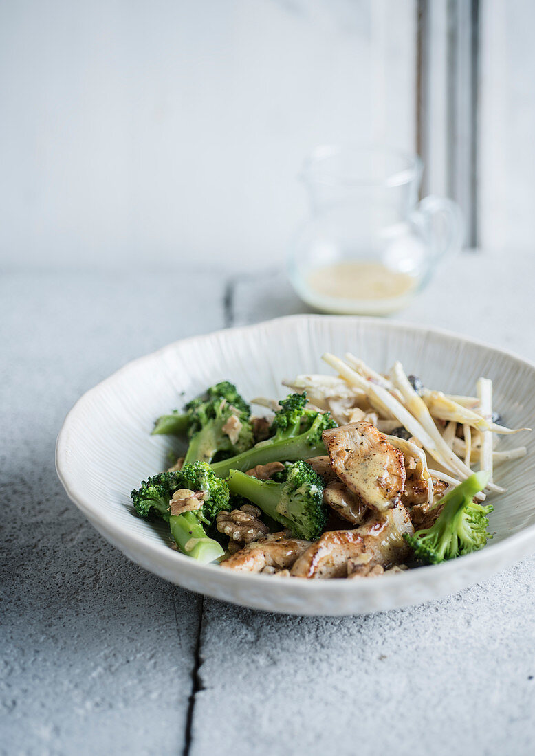 Chicken broccoli chicory salad