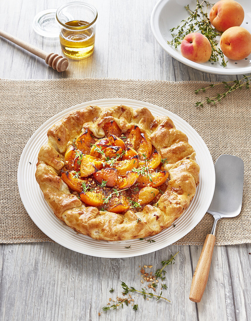 Apricot and thyme rustic tart
