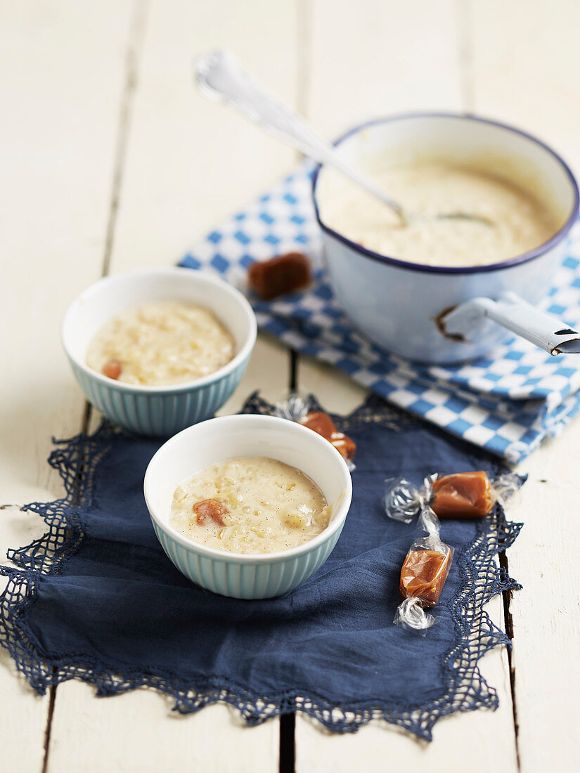 Rice pudding with salted butter caramel