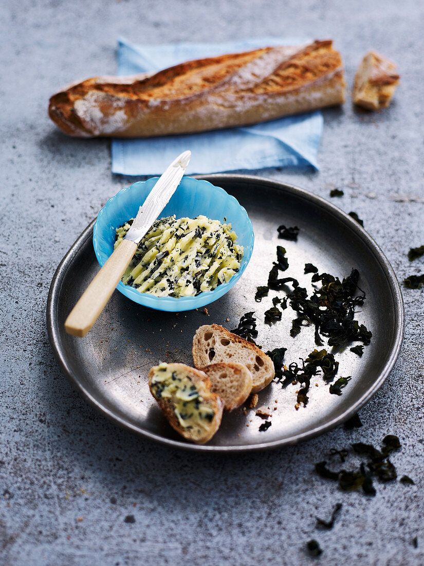 Homemade butter with seaweed