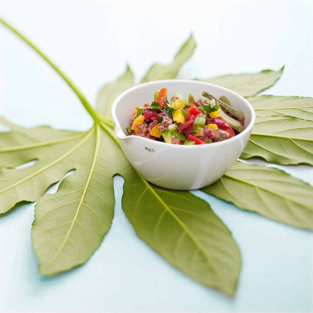 Beef tartare with red peppers