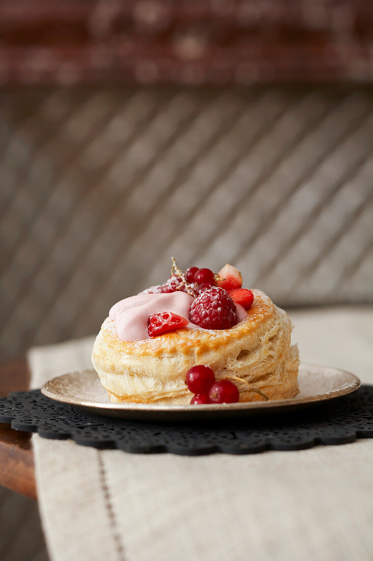 Sweet vol au vent with summer berries