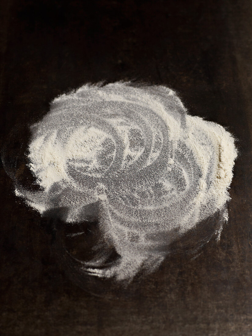 Flour on a kitchen work surface