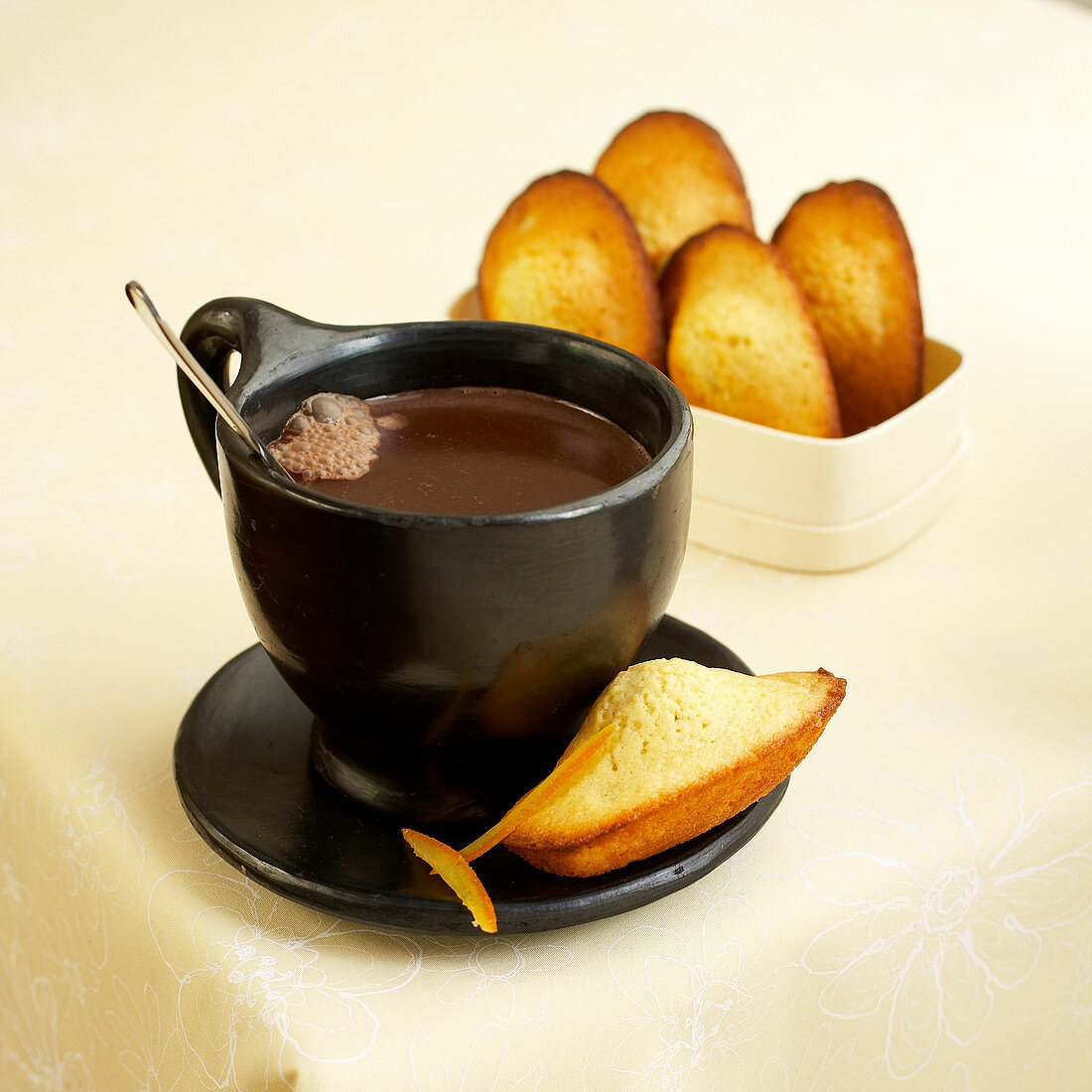 Hot chocolate with madeleines