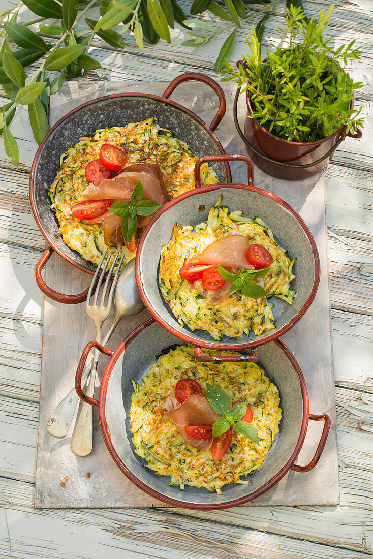 Courgette pancakes with herbs