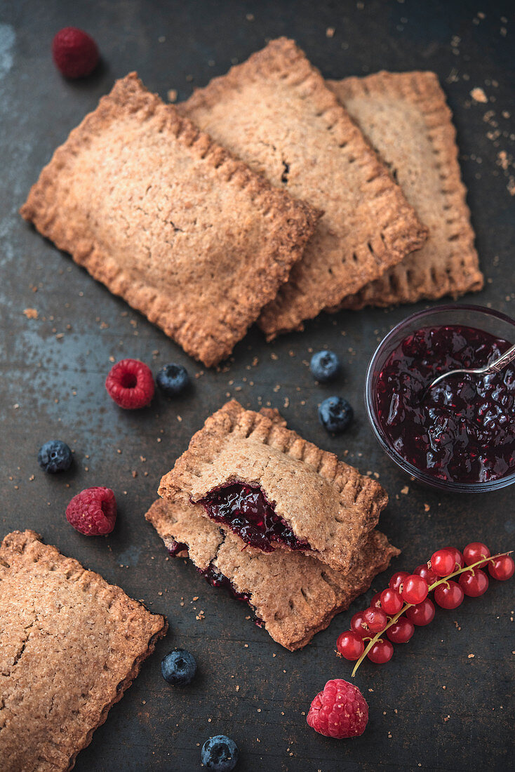 Buckwheat shortbreads filled with berry jam
