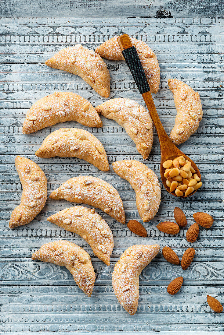 Almond-pine nut croissants