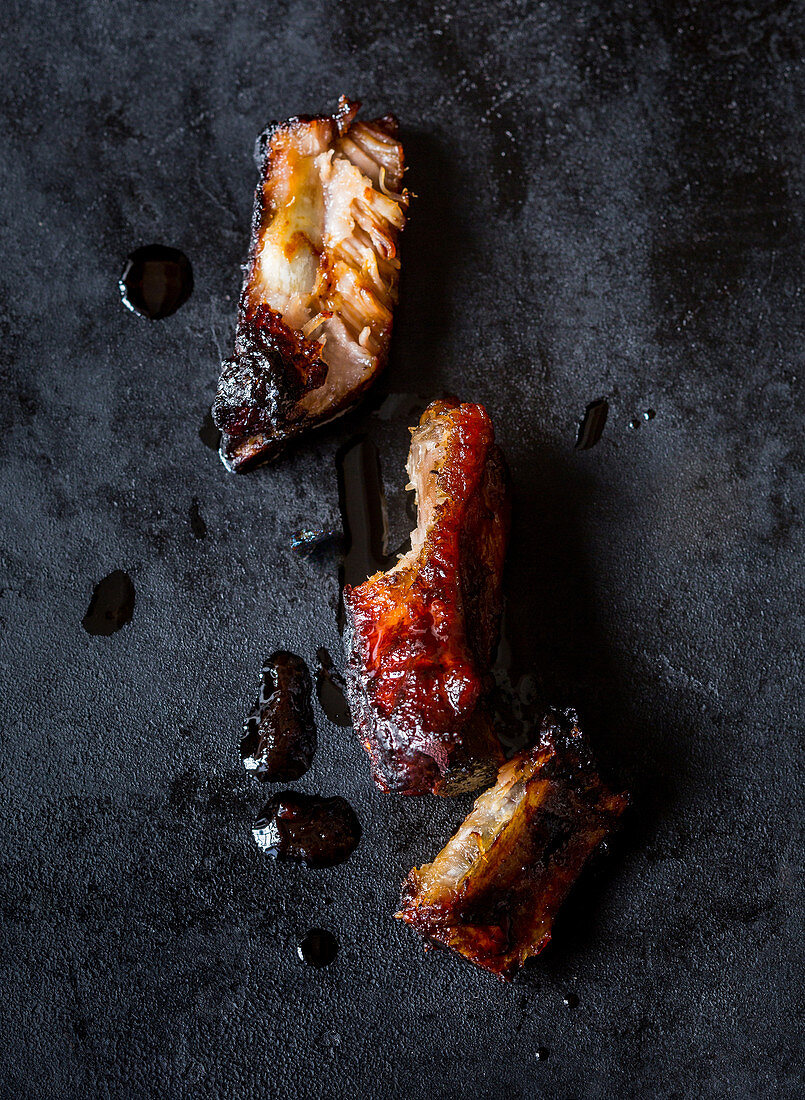 Spare ribs on a dark background