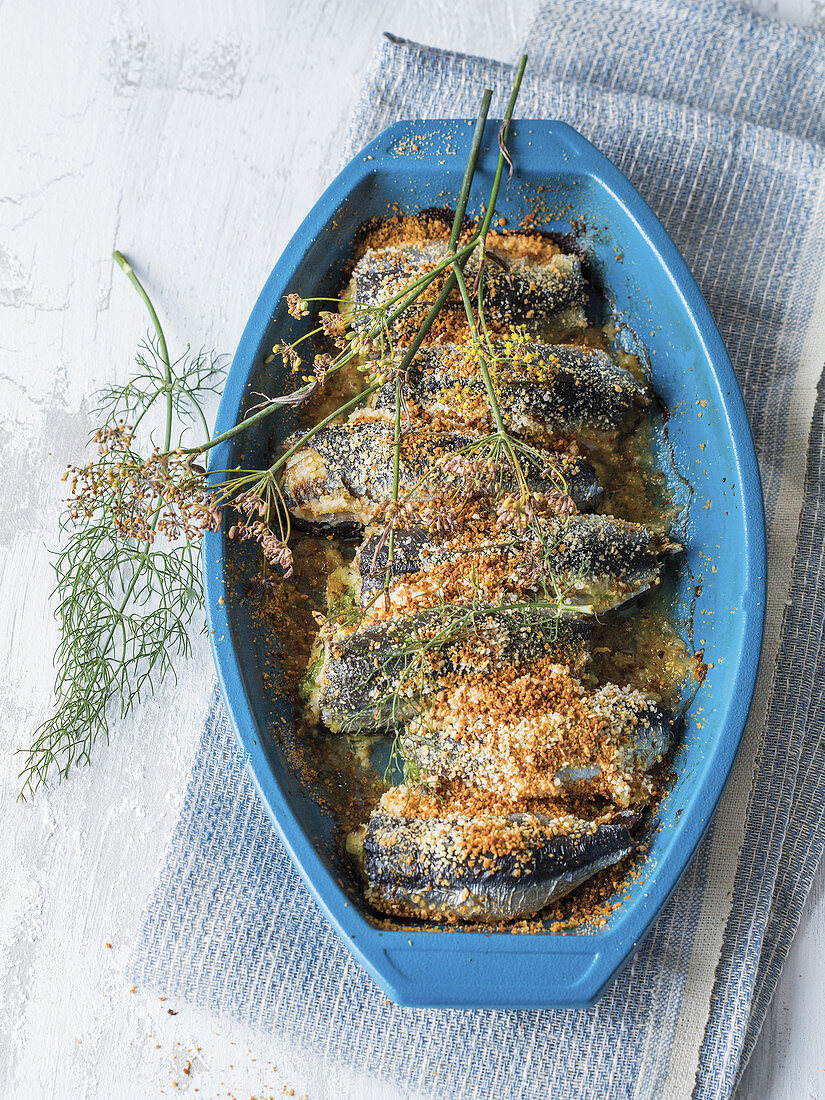 Stuffed sardines baked in the oven