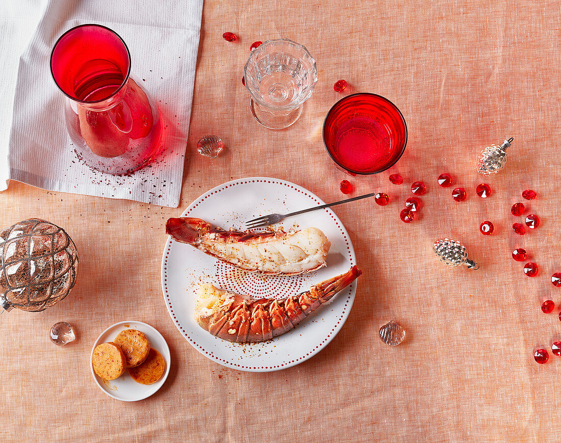 Oven-grilled langoustine tails with curry butter (Christmas)