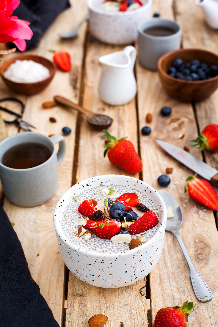 Chia pudding with berries