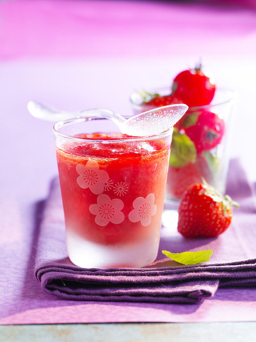 Cherry tomato and strawberry granita