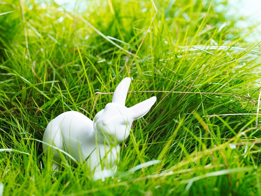 Porcelain rabbit in grass
