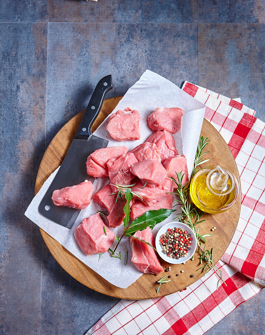 Raw pieces of veal