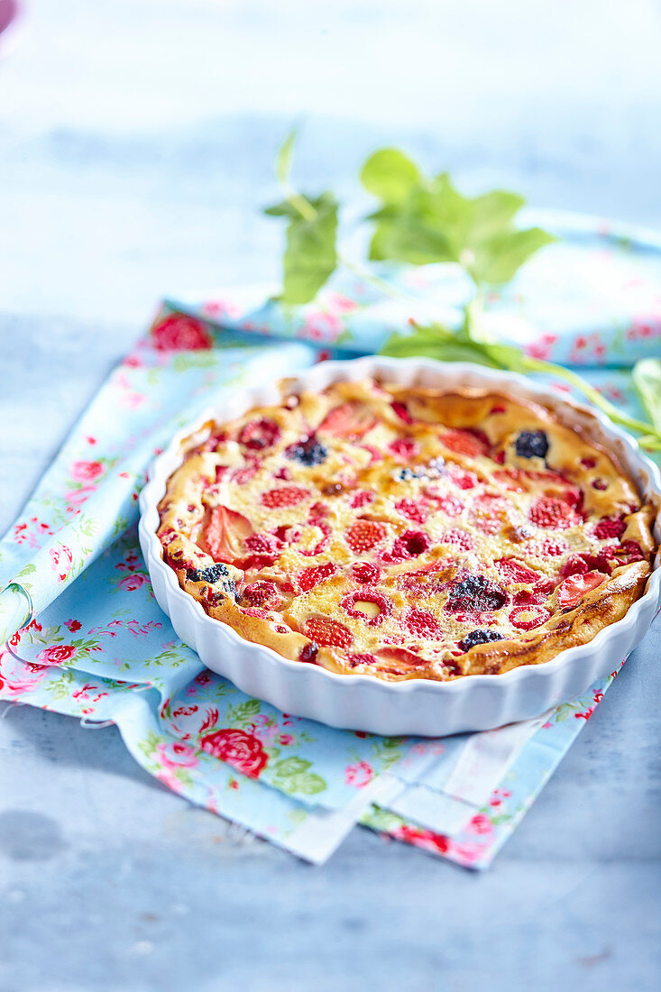 Red fruit batter pudding