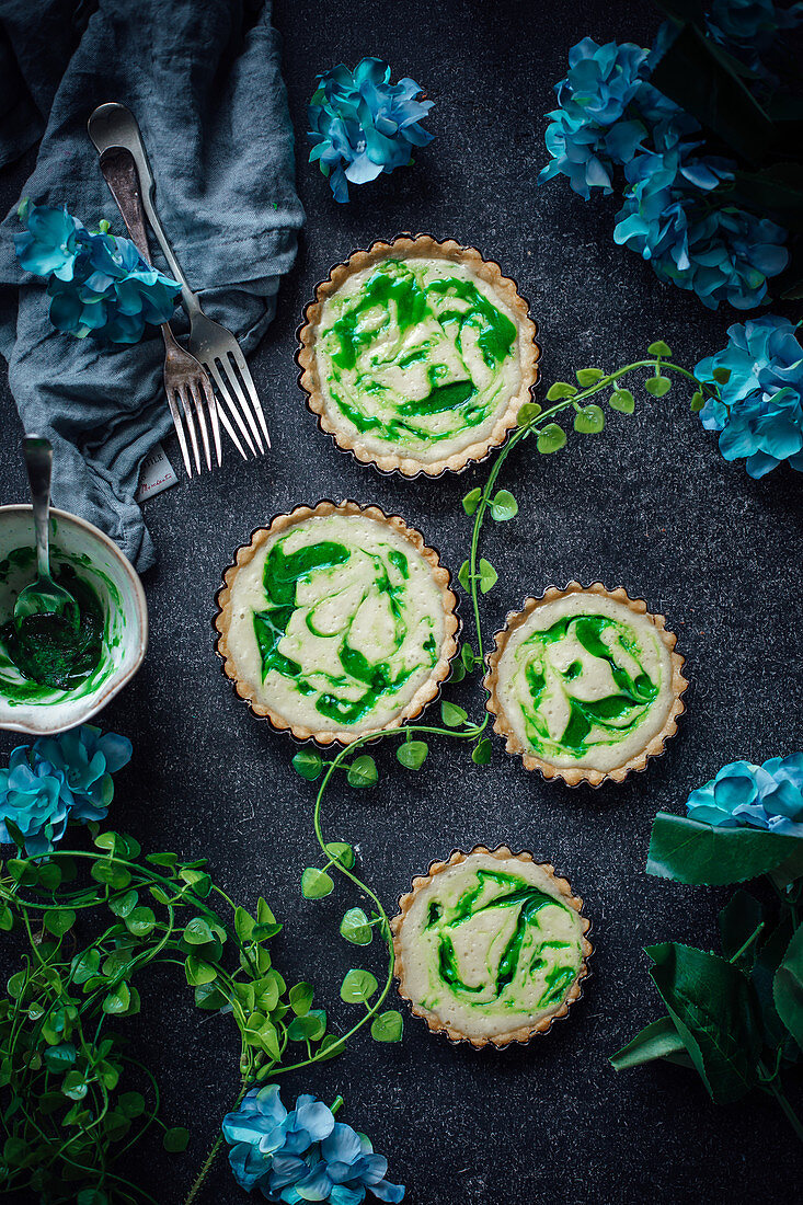 Watercress and cream cheese tartlets