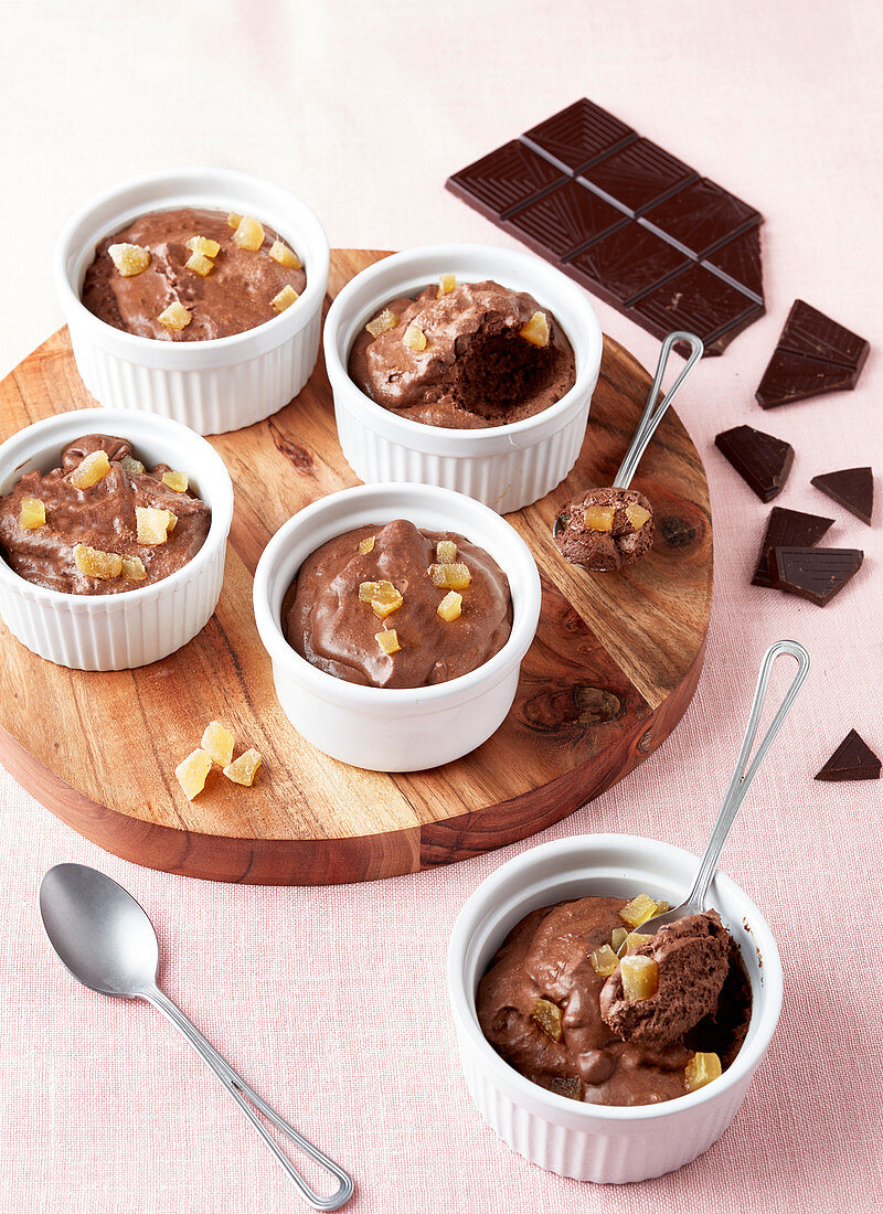 Chocolate mousse with candied ginger