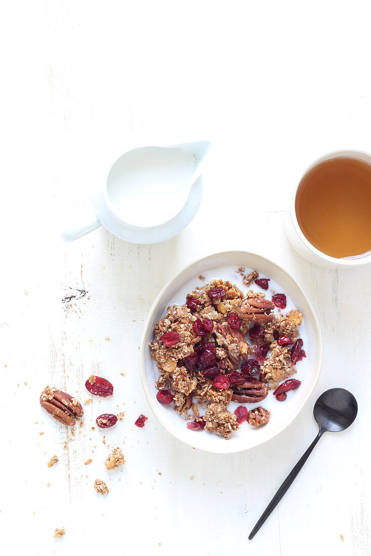 Muesli with cranberries and pecan nuts