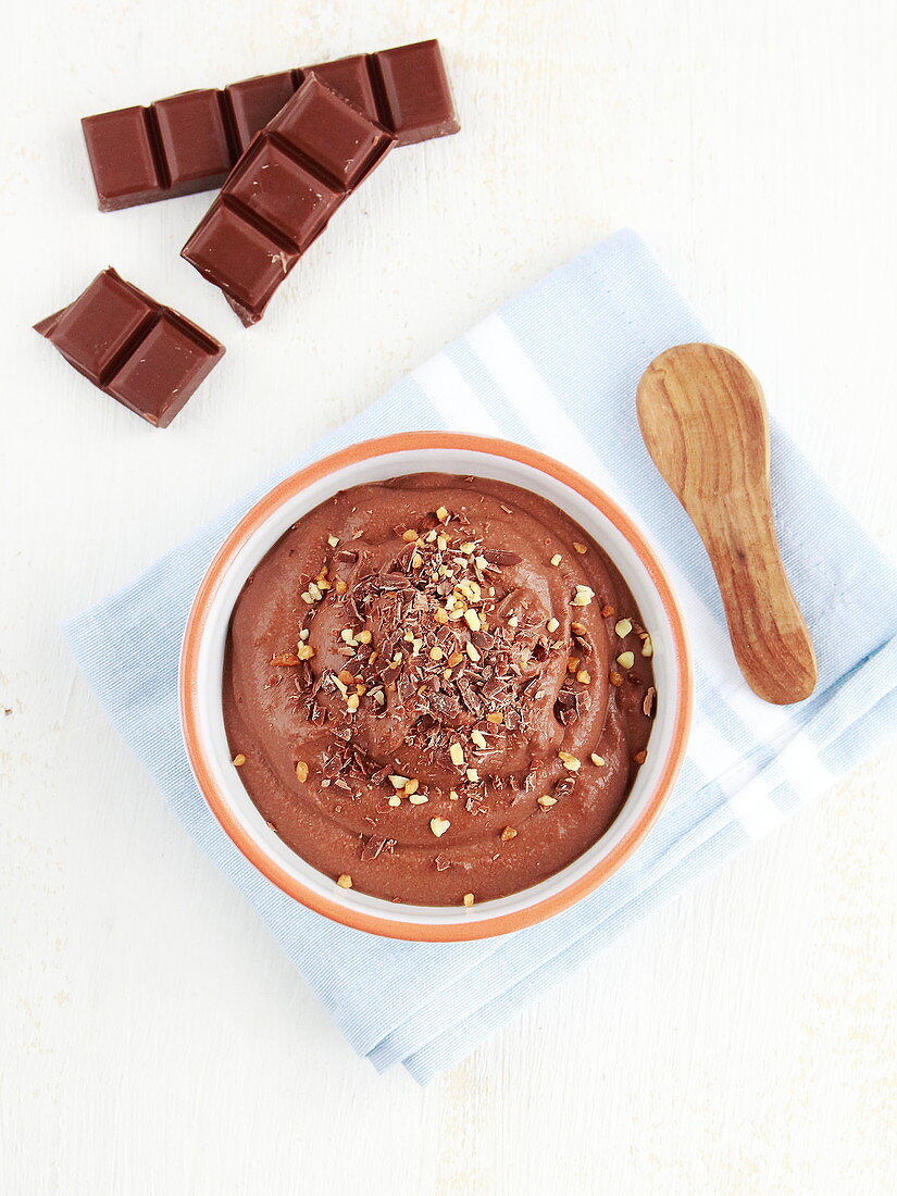 Chocolate mousse with milk chocolate and silken tofu