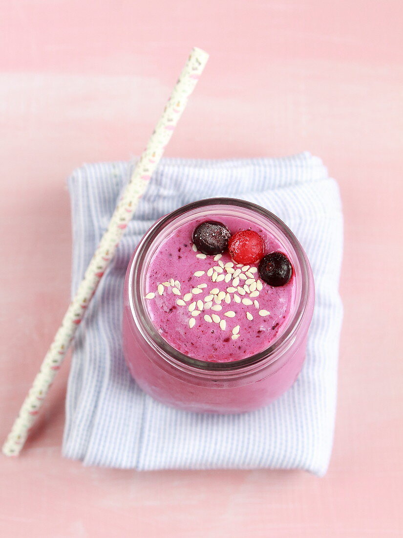 Summer shake with berry ice cream