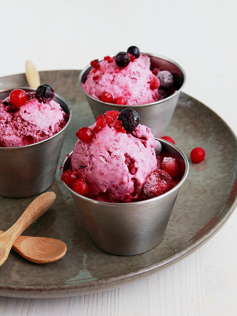 Homemade berry ice cream