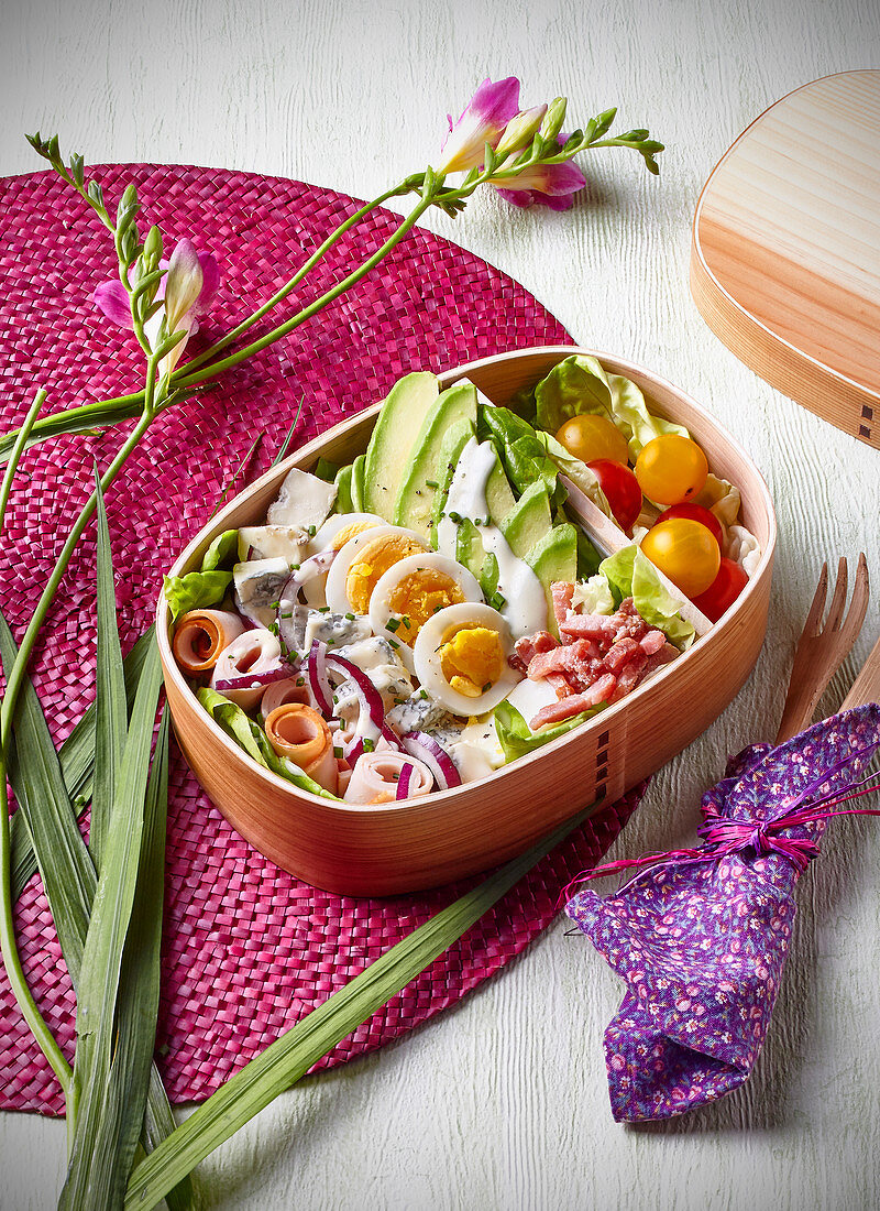 Cobb salad in a bento box