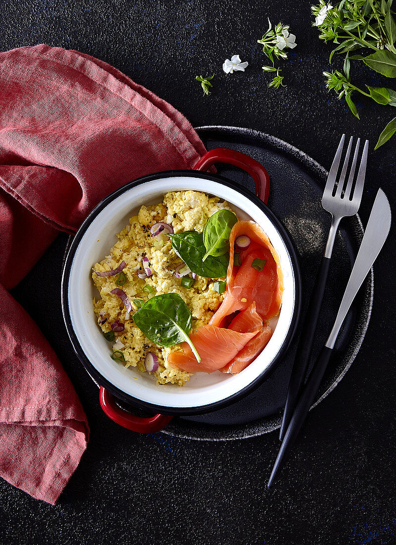 Scrambled eggs with smoked salmon