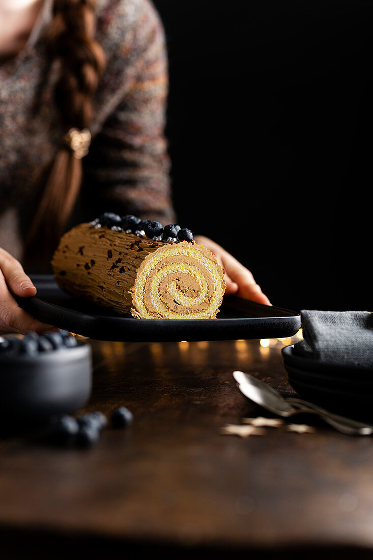 Chocolate yule log