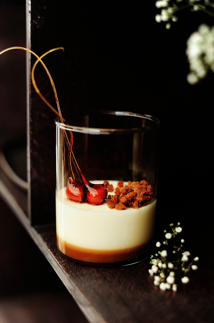Panacotta on a bed of caramel