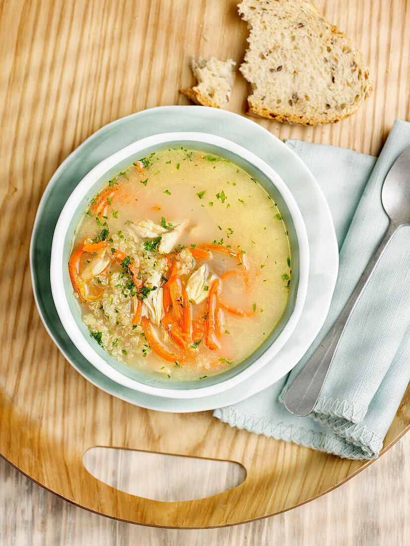 Chicken soup with carrots and quinoa