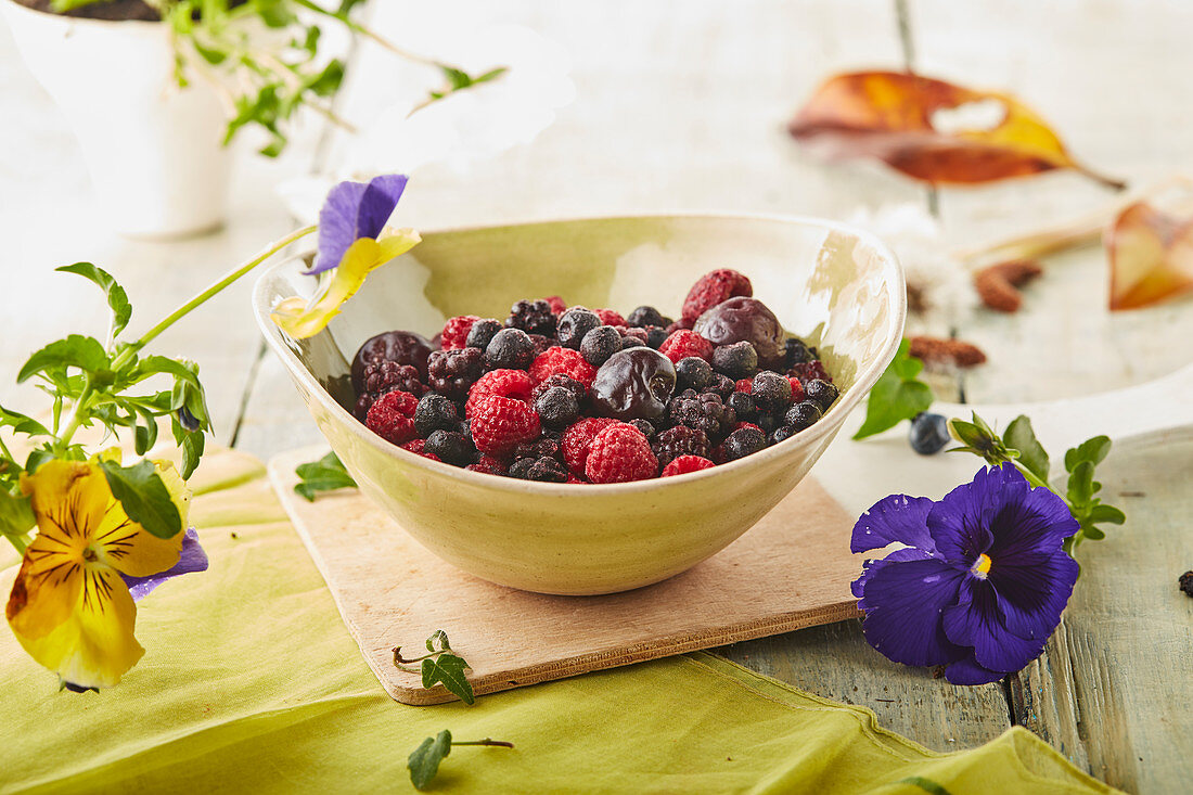 Mixed fresh berries in a bowl