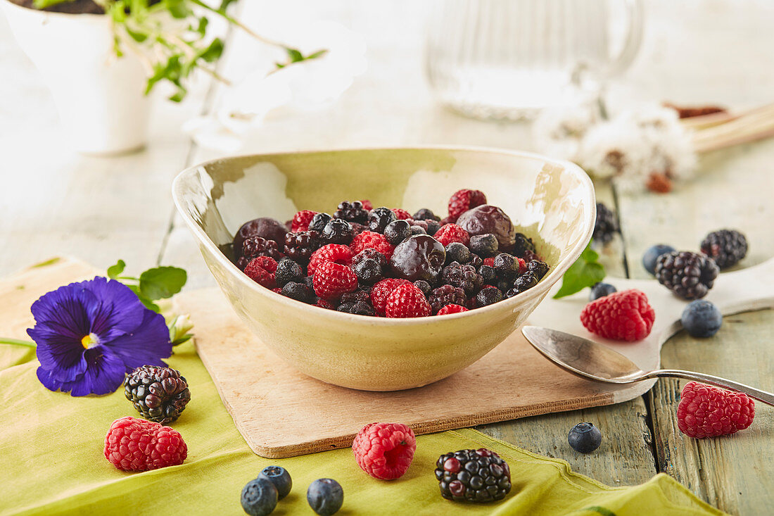 Fresh mixed berries in a bowl
