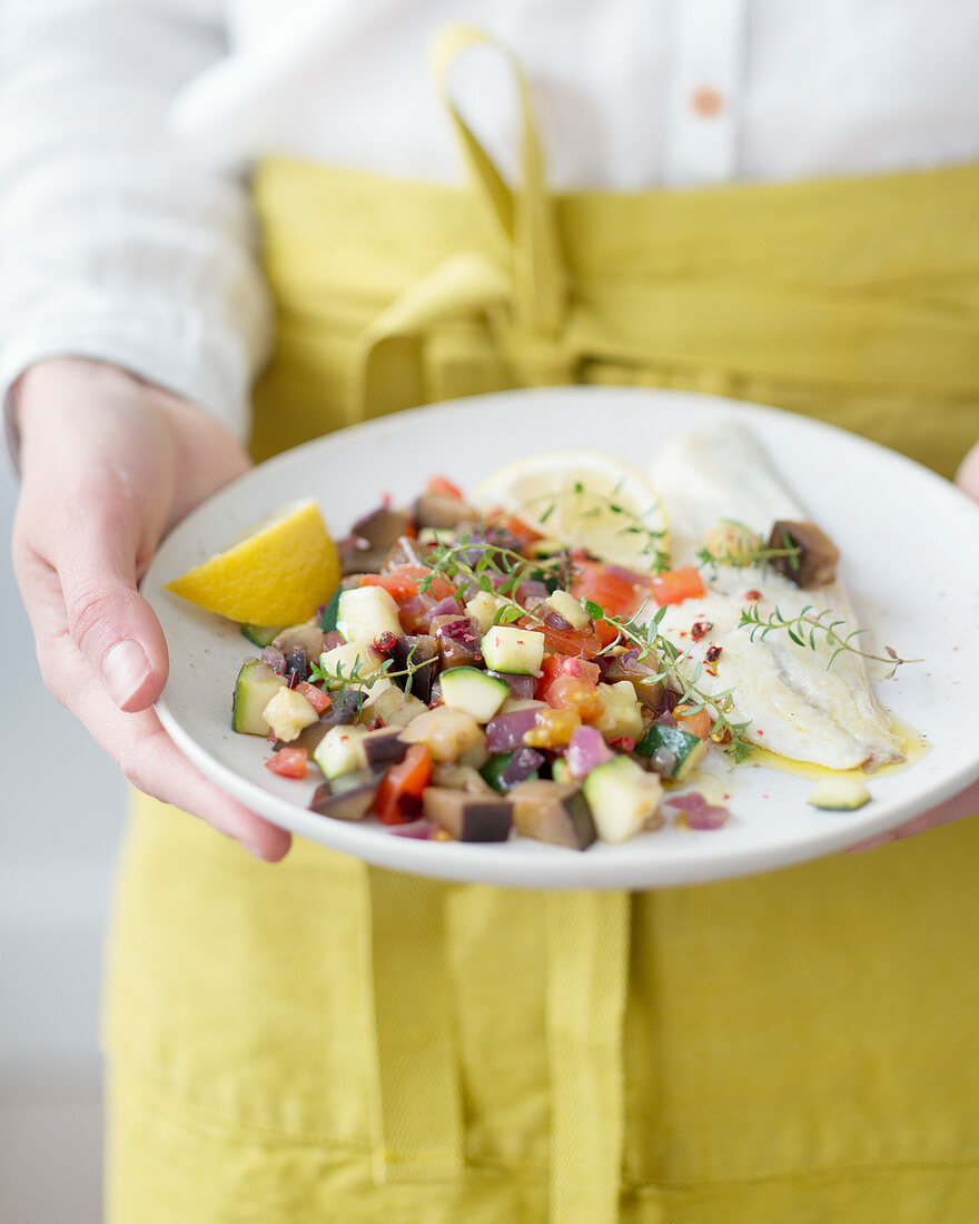 Fillet of sea bream with summer vegetables