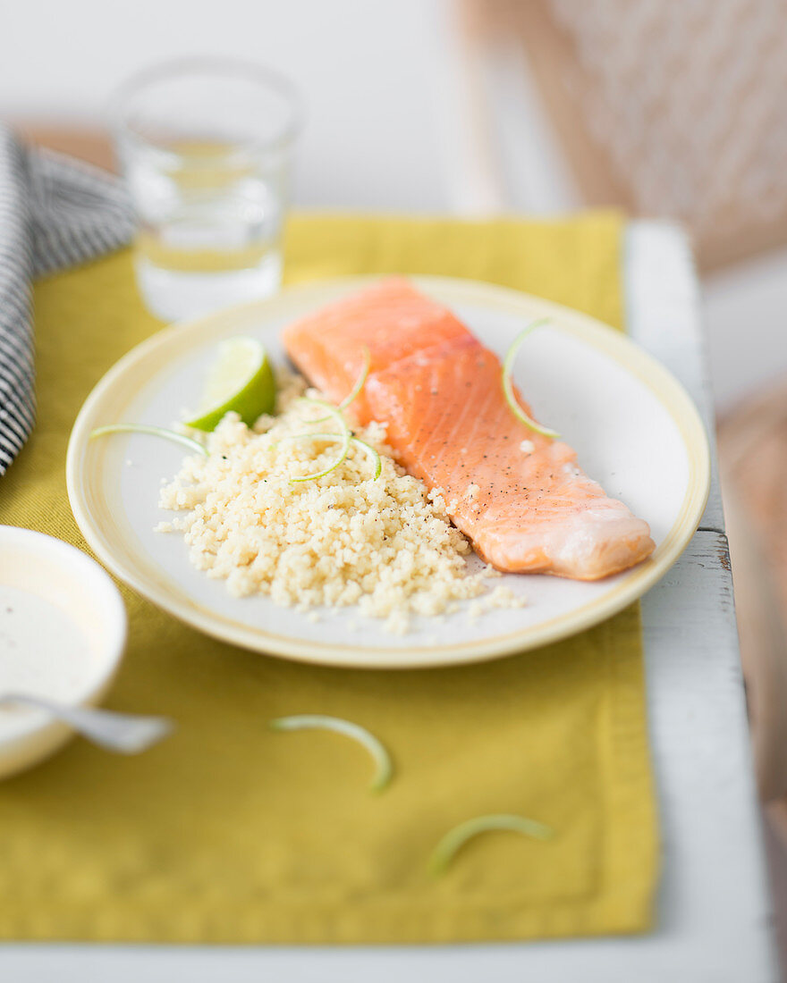Salmon on lime couscous