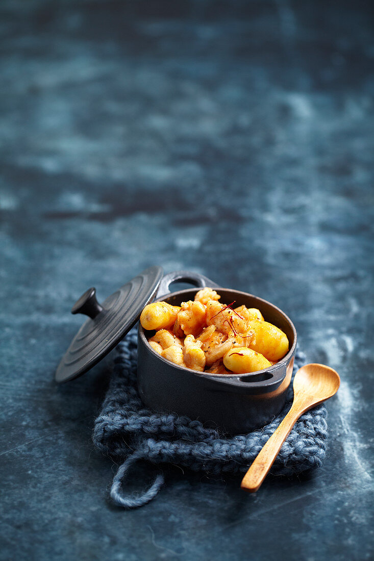 Monkfish cocotte with saffron