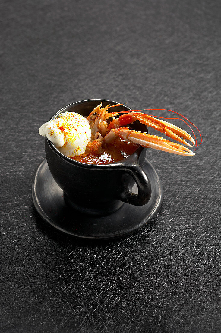 Cappuccino of scampi with saffron