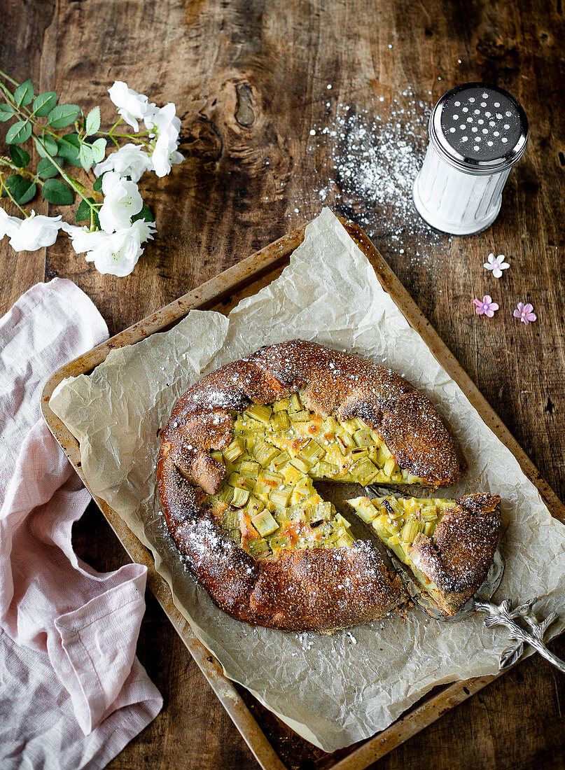 Rustic rhubarb tart