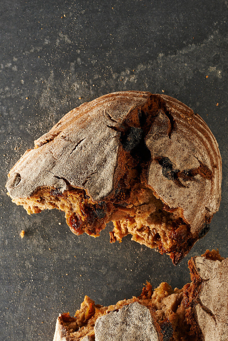 Brown raisin bread loaf