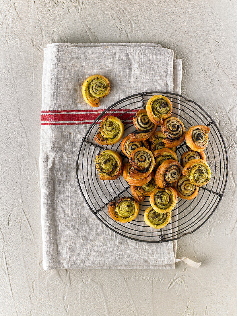 Tapenade flaky pastry rolled bites